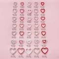 Y2K alloy heart nail art charms with crystals and pearls in assorted colors and sizes - White Rhinestone Style (MZH-9930) / Silver