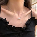Elegant silver butterfly necklace with a pearl pendant on a delicate chain for women - Silver Butterfly Artificial Pearl Necklace (XL1842)