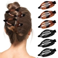 Set of 8 plastic oval hair clips in tortoise shell and black finish for styling - Set 11 (Pack of 8)