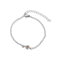 Bracciale a catena in acciaio argento con pietra portafortuna champagne tonda e chiusura - Champagne