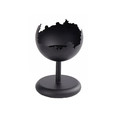 Matte black metal candle holder with eggshell shape and industrial round base - Small / Black
