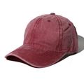 Vintage washed cotton baseball cap in burgundy red with a distressed finish - Adjustable / Burgundy