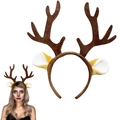 Cute reindeer antler headband with brown faux antlers and ears for Christmas cosplay - Yellow Ears