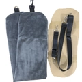 Détail des housses de coussin de voyage en peluche grise avec sangles en nylon noir - Ensemble Gris Foncé / 96*18cm