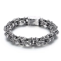 Bracciale a maglie con teschio in acciaio inossidabile argento con chiusura quadrata da uomo - Color Acciaio