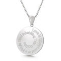 Silver stainless steel circle necklace with Love is Composed of a Single Soul engraving - Love is Composed of a Single Soul Quote Style (KP46437-K)