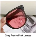 Gafas de sol plegables con montura gris, lentes rosas translúcidas y remaches plateados - Negro Rosa (1ª Generación)