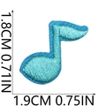 Detailed view of blue musical note embroidery patch with exact size measurements in CM and IN - Blue Musical Note Shape (38号)