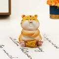 Cartoon tiger resin figurine in orange and white with gold ingots for car dashboard - 2732-2B Mini Fat Tiger Arms Crossed