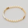 Handgefertigtes TILA-Perlenarmband in Elfenbeinspeiß, Bernstein-Gelb und Gold - Elfenbein/Bernstein/Gold