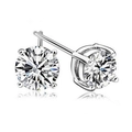 Classic silver sterling round zircon stud earrings with four-prong setting for daily wear - Four-Claw Stud Earrings (ED31)