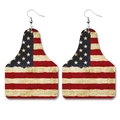 Faux leather earrings featuring American flag pattern in classic western cowboy style - 6-American Flag