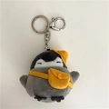 Gray penguin plush keychain with yellow hat and bag, soft stuffed animal accessory - Pendant-Penguin