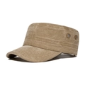 Berretto militare classico in cotone lavato kaki con occhielli in metallo e parasole - Regolabile / Cachi