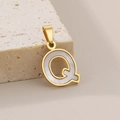Elegant 18K gold plated letter Q pendant with white shell inlay for women - Letter Q(KP115529-K)