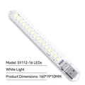 Portable USB LED light bar with 16 white lamp beads and transparent shell design - 16 LEDs White Light