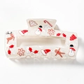 Christmas themed square hollow hair claw with colorful cartoon patterns on white base - Snowman (Large) (C3-2-13)