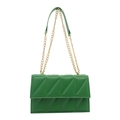 Borsa a tracolla trapuntata verde in ecopelle con elegante catena dorata da donna - Verde
