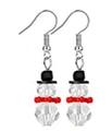 Christmas snowman drop earrings featuring white faceted beads and red scarf details - Clear Beaded Snowman (EHMT-033HJ-JS)