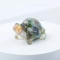 Miniature crystal turtle figurine with colorful gravel inlay for desktop decoration - 21 Cat's Eye + Gold Foil