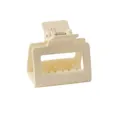 Detail view of cream square hair claw clip with matte finish and durable metal spring - Milky White