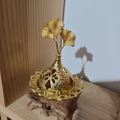 Encensoir arabe doré ajouré avec poignée en feuille de ginkgo et plateau sculpté - Feuille de Ginkgo A