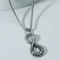 Collana con ciondolo serpente vintage in metallo argento con design Ouroboros per uomo hip hop - Argento (Serpente Figura-8)