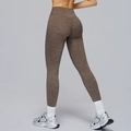 Women's high waist yoga pants in deep brown heathered fabric with slim fit design - Rock Brown