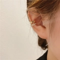 Golden honeycomb ear cuff set with minimalist double-layer design and zircons - Gold Zircon C-Shape