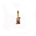 Goldener Astronauten-Anhänger mit Opal-Visier und lila Zirkonia-Verzierung für Damen - Lila Weltraum Mädchen Stil (Nur Anhänger)