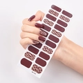 Deep burgundy nail stickers with gold geometric lines and solid color professional set - Wine Red Gold Geometric Line Style (SS-018)