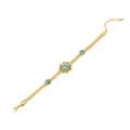 Gouden bloemarmband met turquoise edelstenen en verstelbare ketting met karabijnsluiting - Armband (Stijl 2)