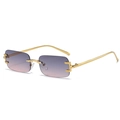 Occhiali da sole rettangolari senza montatura dorata con lenti sfumate blu-arancio - Montatura Oro Grigio Rosa