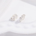 Macro shot of S925 sterling silver connector with three embedded clear zircon stones - Silver Three Rhinestones Double Hole