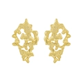 Abstract S925 sterling silver hollow earrings with irregular gold matte textured finish - 925 Silver / 18K Gold
