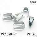Five pieces of silver stainless steel pendant pinch bails measuring 16x8mm for DIY jewelry - 16x8mm / Steel Color