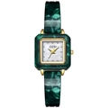 Reloj de mujer elegante cuadrado con correa de mármol verde y bisel dorado - Mármol Verde