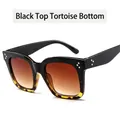 Gafas de sol cuadradas clásicas en negro y carey con lentes en degradado color té - Negro y Carey / Degradado Té