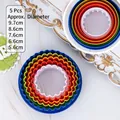 Set of 5 colorful double-sided cookie cutters with scalloped and round edges - Plastic Round Scalloped Mold 5-Piece Set