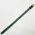 Retro dark green alligator embossed watch band with elegant gold buckle strap - Leather Strap / Green