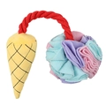 Hondensnuffelmat met gevlochten katoenen touw en kleurrijke fleeceballen voor huisdiertraining - IJsje snuffelmat / 12x41cm