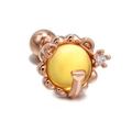 Rose gold rabbit stud earring with round yellow stone and cubic zirconia accent - Flower Style (EGD0034) / Rose Gold