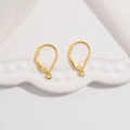 Minimalist pair of golden leverback earring hooks on a wavy white ceramic tray for DIY jewelry - 1 Pair / Gold