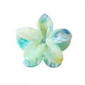 4cm marble mint green and yellow plumeria hair claw clip in high-quality acetate finish - 8cm / Marble Blue