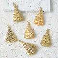 Set of 6 gold Christmas star ornaments with glittery, shiny and textured finishes - Gold Christmas Tree 6-Piece Set