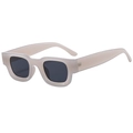 Retro square frame sunglasses in beige with dark grey lenses and wide temples - Jelly Grey Frame Black Grey Lens