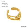 Three-layer interwoven open ring in 18K gold plated stainless steel for women - Triple Layer Line Intertwined Style (ZR1709G)