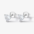 Eleganti orecchini a lobo in argento 925 con scintillanti zirconi a forma di cuore - Cuore / Argento 925 / Oro Bianco