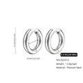 Silver chunky titanium hoop earrings 22mm diameter showing size and weight specs - 5.0*12mm / Steel