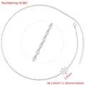 Detail view of 2.0mm silver water wave chain necklace with adjustable 45cm plus 5cm extender - VL481 Silver Necklace